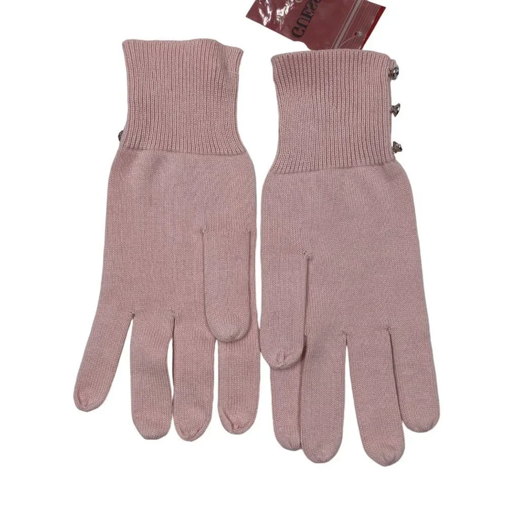 GUESS PINK  CHRYSTAL BUTTONS EMBELLISHED GLOVE 1 SIZE NEW WITH‎ TAG